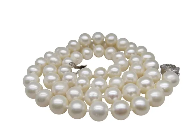 Long 24 Inch Genuine 7-8mm ROUND White Pearl Strand Necklace Cultured Freshwater