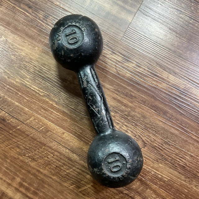 PAIR OF 25 POUND CAST IRON Metal DUMBELLS AS PICTURED Weight Lifting