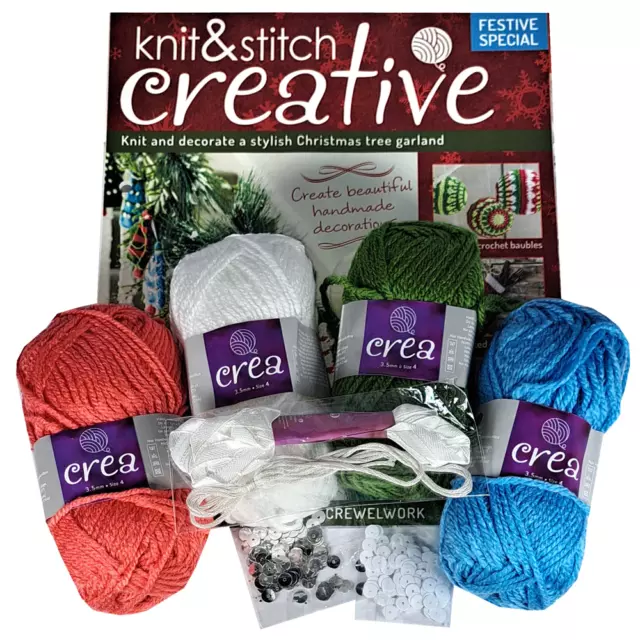 Knit and Stitch Festive Special Creative Magazine Christmas Yarn & Baubles Kit