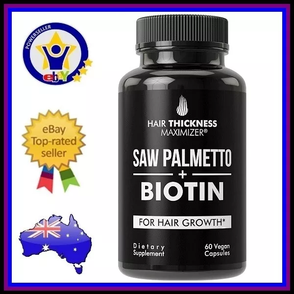 SAW PALMETTO + BIOTIN 10,000mcg HAIR GROWTH VITAMINS Natural DHT Blocker Formula