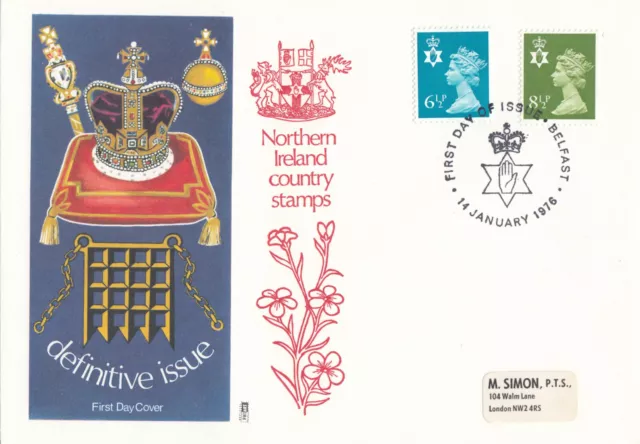 (110332) Northern Ireland Philart 8.5 6.5p GB FDC Belfast 1976