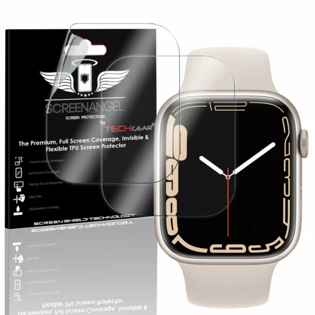 2x TECHGEAR TPU FULL Screen Protectors for Apple Watch Series 9, 8, 7 41mm