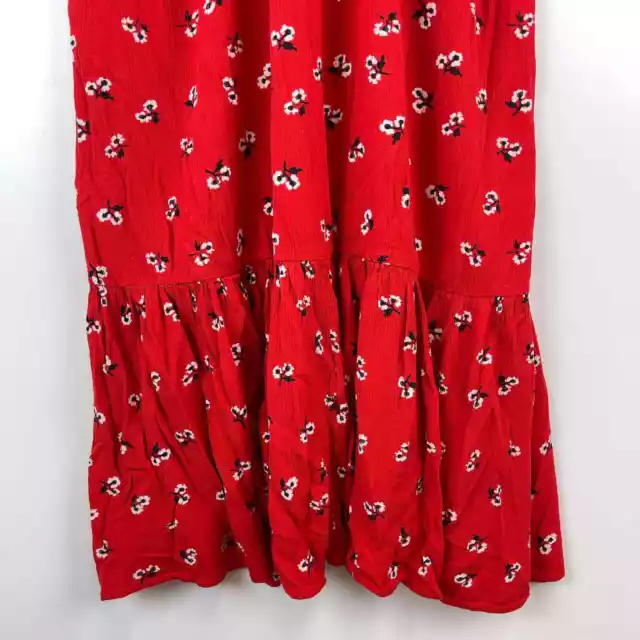 Billabong (S) Womens Maxi Long Criss-Cross Straps Dress Floral Rayon Red 3