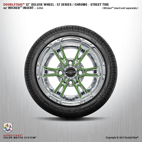 Set De 4 Double Take Chrome Citron 57 Séries Roue Et Pneu 12 " Golf Cart