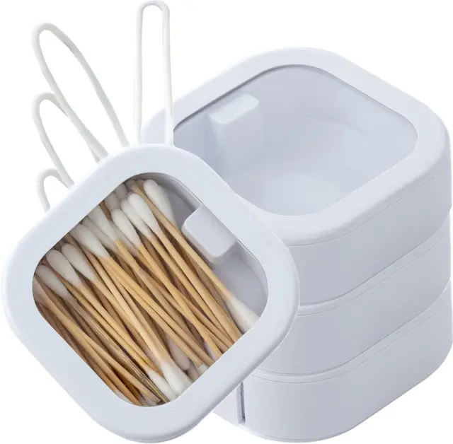 HAIR TIE ORGANIZER Box,Portable Travel QTip Holder Hair Accessories 4pcs  White $22.99 - PicClick