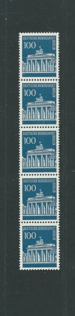 BERLIN - Mi 290, Br. Tor 100 Pf, 5er Streifen mit Nr. 445, M€ 90,00