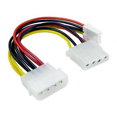 4 Pin Male Molex To Female Molex and 4 Pin Floppy Drive Power Splitter Cable