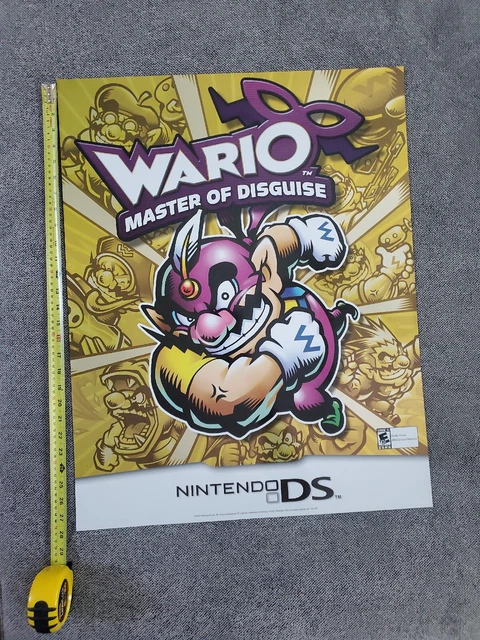🔥 Wario Master of Disguise Nintendo DS Vintage Video Game PROMO Poster🔥 Mint!