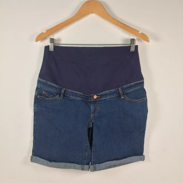 Target Womens Maternity Denim Shorts Size 10 Blue Stretch Cotton Blend 013479