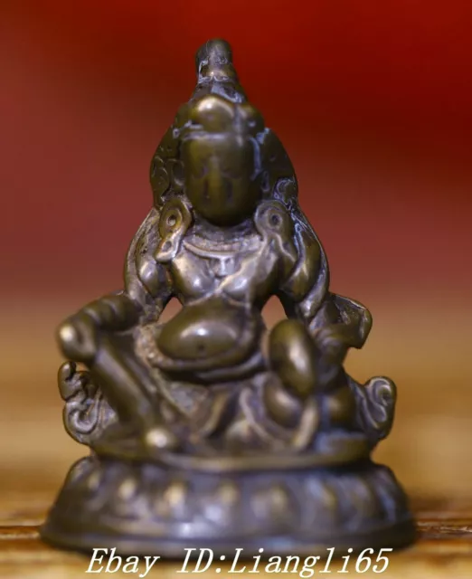 2" Tibet Buddhismus Reine Bronze Gelbe Jambhala Reichtum Gott Buddha Maus Statue