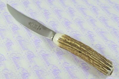 Due Genuine Addio al Celibato/antler handle Bistecca Forchetta MADE IN SHEFFIELD INGHILTERRA 
