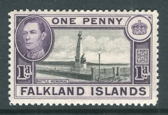 FALKLANDS; 1938 early GVI Pictorial issue Mint hinged Shade of 1d. value