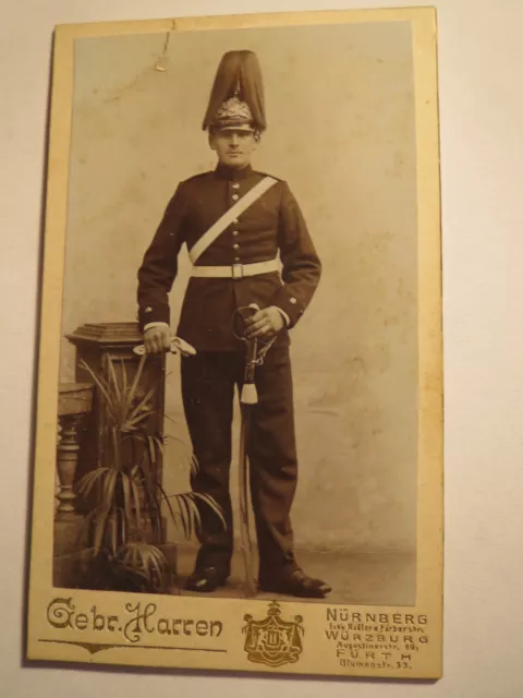 Nürnberg Würzburg Fürth - stehender Soldat Uniform Säbel Pickelhaube Gürtel CDV