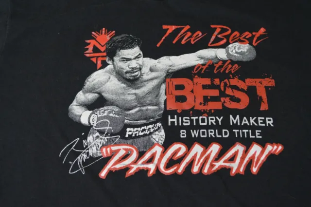 Vtg Manny "Pacman" Pacquiao Black T-Shirt from Clothesline Size XL