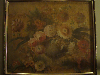 early 19th/late 18th century STILL LIFE floral bouquet OIL on CANVAS framed