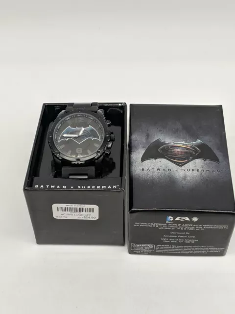 Batman vs Superman DC Black Analog Watch Collectable Case Adult by Accutime