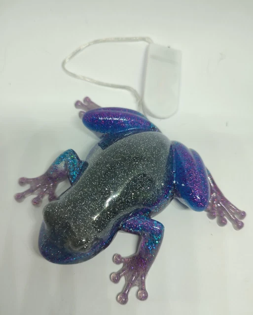 Resin based Sparkles Light Up Silverback Frog Ornament- Hand made