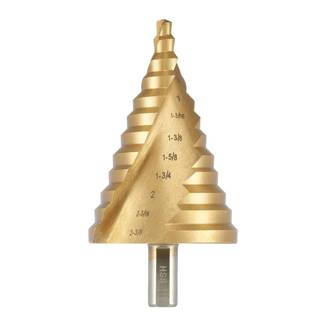 Large Step Drill Bit, 1/4 to 2-3/8 Inch High Speed Steel Drill Cone Bits for She