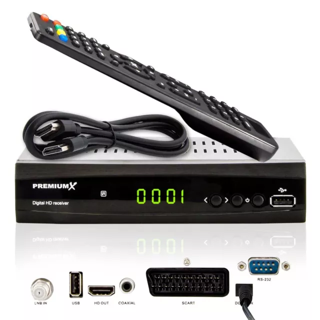 PremiumX 521 SAT TV Receiver DVB-S2 USB SCART HDMI Satellitenreceiver 12V FullHD