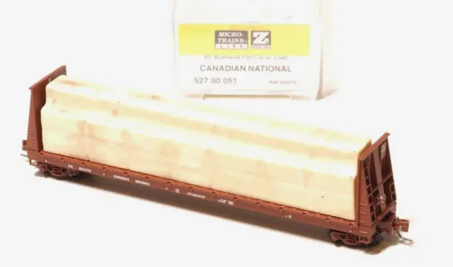 527 00 051  MTL Z-scale  Canadian National CN 60' Bulkhead Flat car w/ load