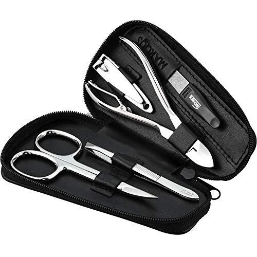 marQus kit manucure pedicure professionnel 5pc. - étui cuir véritable coupe o...