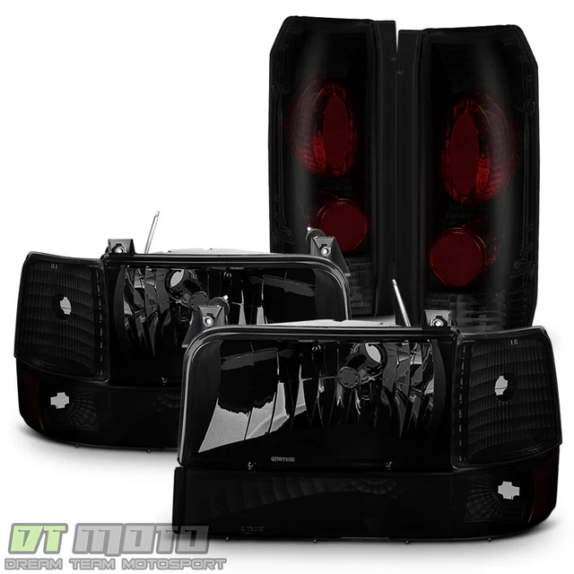 BLACK SMOKE 19921996 Ford Bronco F150 F250 F350 Headlights+Bumper+Tail