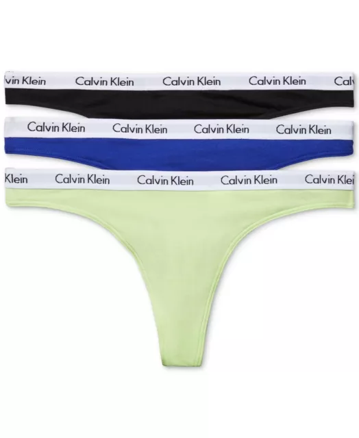 CALVIN KLEIN Carousel Cotton 3-Pack Thong Underwear QD3587, M