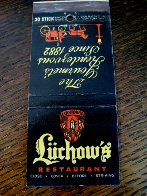 Vintage Matchbook: Luchow's Restaurant, New York, NY