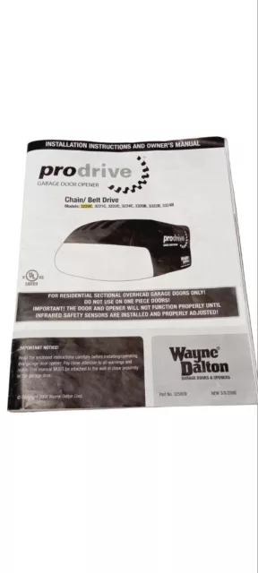 Abridor de puertas de garaje Wayne Dalton instrucciones de instalación propietarios manual PRODRIVE
