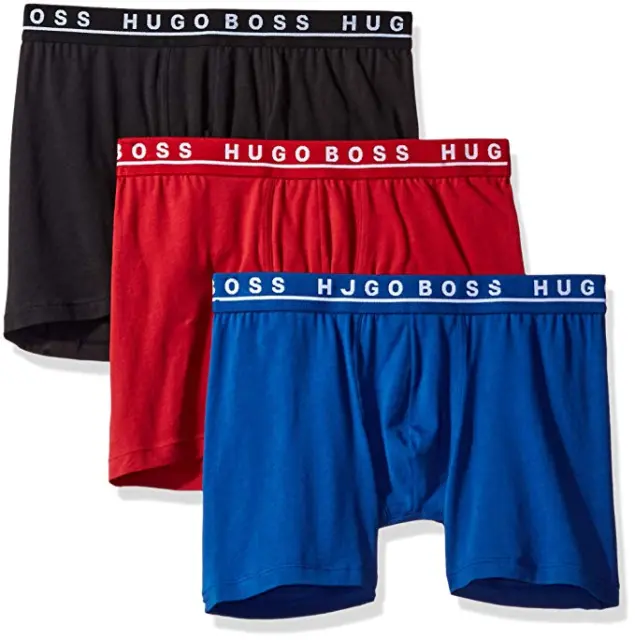 Hugo Boss 3-Pack Cotton Stretch  Boxer Briefs Black/ Blue/Red Size S New