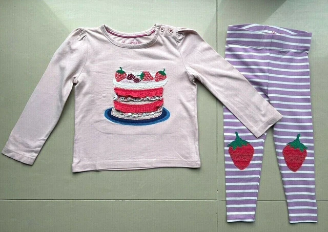 Boden Girls Set Age 2-3 Strawberry Long Sleeve Top Pink Leggings Playset Bundle