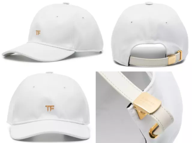 TOM FORD TF Unisex Gold Logo-Embellished Baseball-Cap Canvas Hat Kappe Hat Bnwt