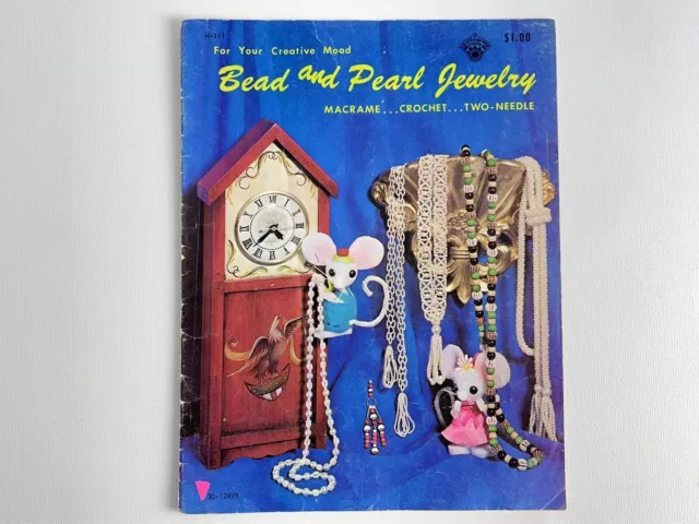 Joyería de cuentas y perlas patrones de macramé crochet artesanal libro de curso vintage 1971