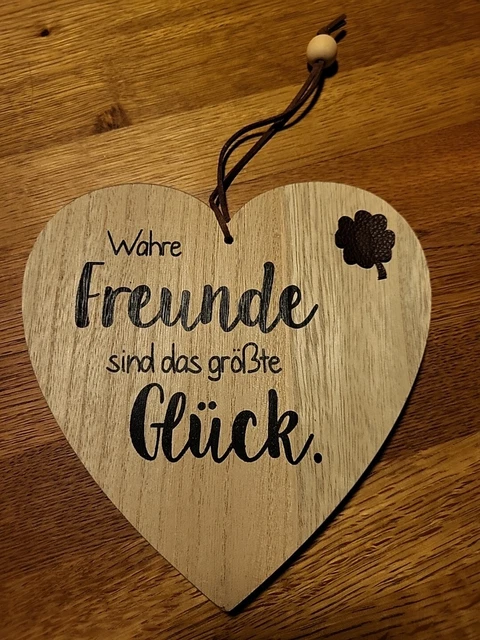 HERZ AUS HOLZ mit Spruch WAHRE FREUNDE SIND DAS GRÖßTE GLÜCK EUR 6,80