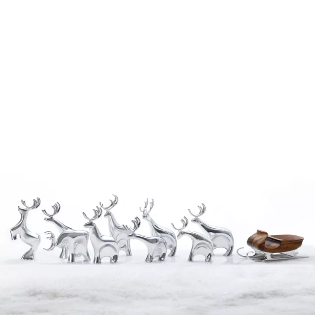 Nambe Holiday Collection Dasher Reindeer Set 3 Piece Figurine Set 2