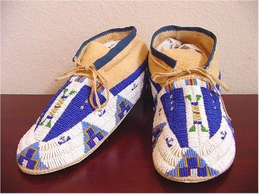 Old American Sioux Style Suede Leather Handmade Beaded Moccasins HBM215 3