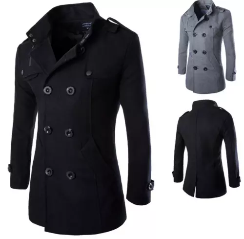 Men's Wool Coat Winter Trench Coat Outwear Overcoat Long Warm Jacket