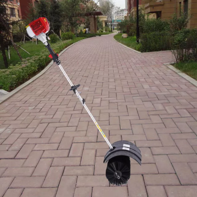 52cc Walk-Behind Sweeper Hand Held Gas Power Broom Driveway Turf Lawns Cleaning