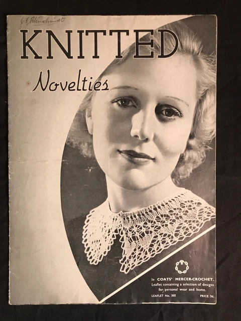 VINTAGE PATTERN 1940S J&P Coats Knitted Novelties Leaflet No 502 ...