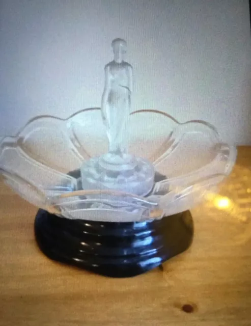 Art Deco Glass lovely clear glass Muller lady centre piece and bowl.vgc