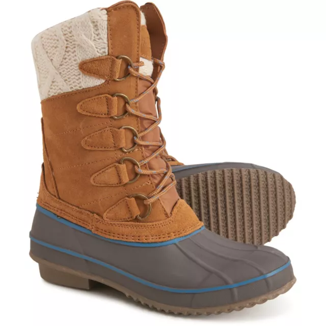 New Womens Khombu Cozy Tall Pac Suede Snow Duck Boots Tan-Pick Size!