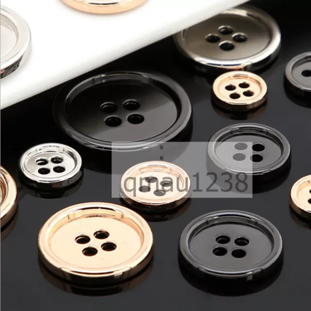 Glossy 4-Hole Round Metal Buttons 10Mm-25Mm Sewing Craft Clothing Diy Decor Diy