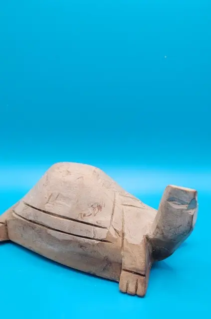 Hand Carved Wooden Turtle / Tortoise Figurine - Vintage 8 x 14cm