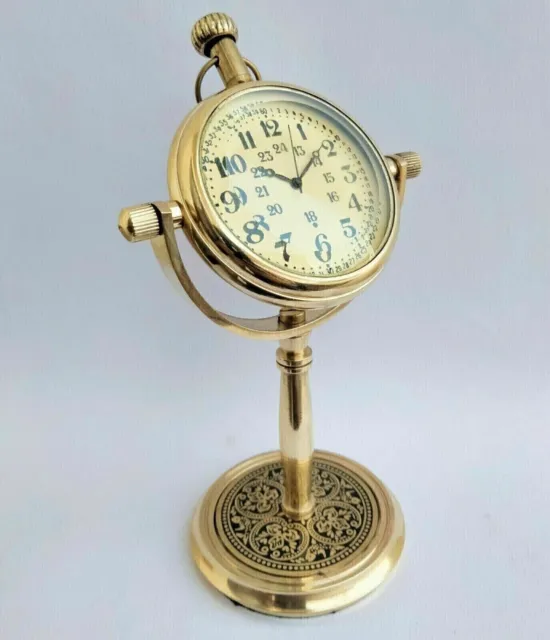 Beautiful Vintage Brass Desk Clock Table Clock Antique Nautical Clock Brass