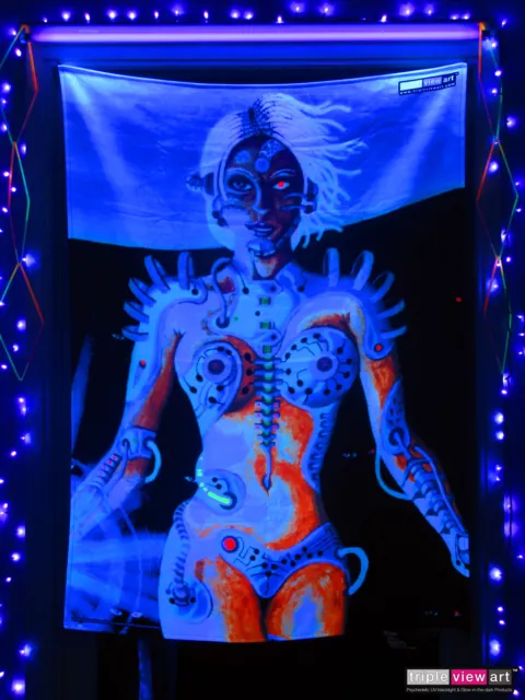 UV BACKDROP Black Light Fluorescent Glow Psychedelic Art Banner Tapestry Deco