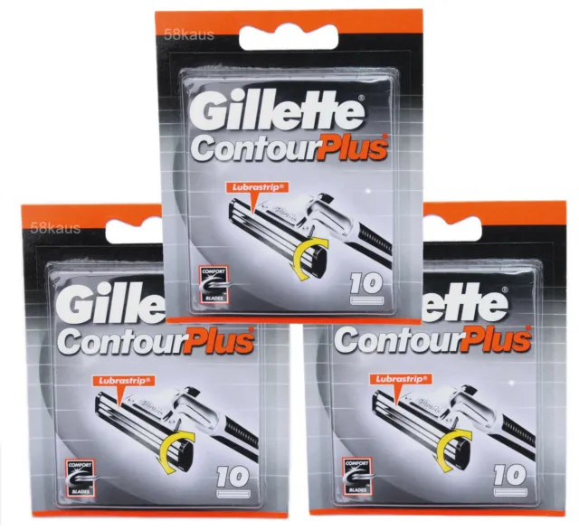 30 Gillette Contour Plus Rasierklingen schwenkbare Doppelklinge in 3x 10er OVP