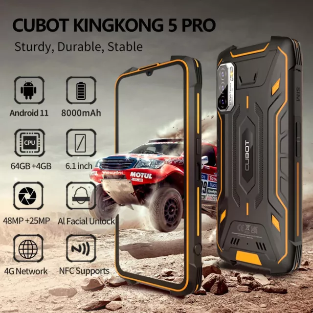 Cubot KingKong 5 PRO Handy 64GB Andorid Smartphone 8000mAh IP68 Waterproof NFC 3