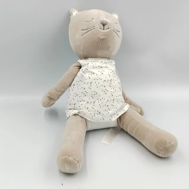 Doudou chat gris blanc étoiles OBAIBI - 32780