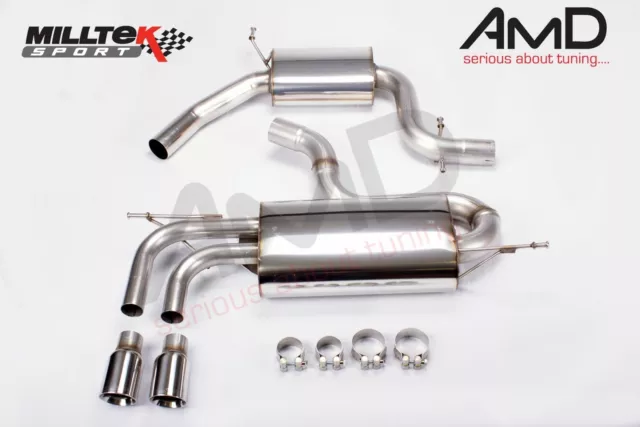 Milltek Mk5 Golf GTi Resonated Cat Back Exhaust System - EC Approved Jet Tips