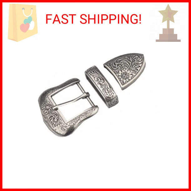 SENWA Western Cowboy Antique Silver Belt Buckle Set for 1.38"(35mm) Belt